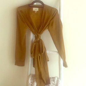 SOLD Satin wrap long sleeve top